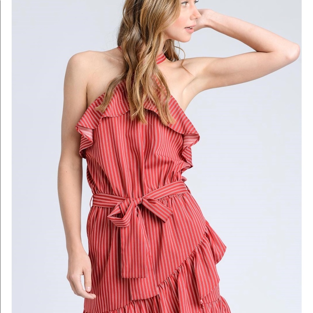 Ruffle halter dress